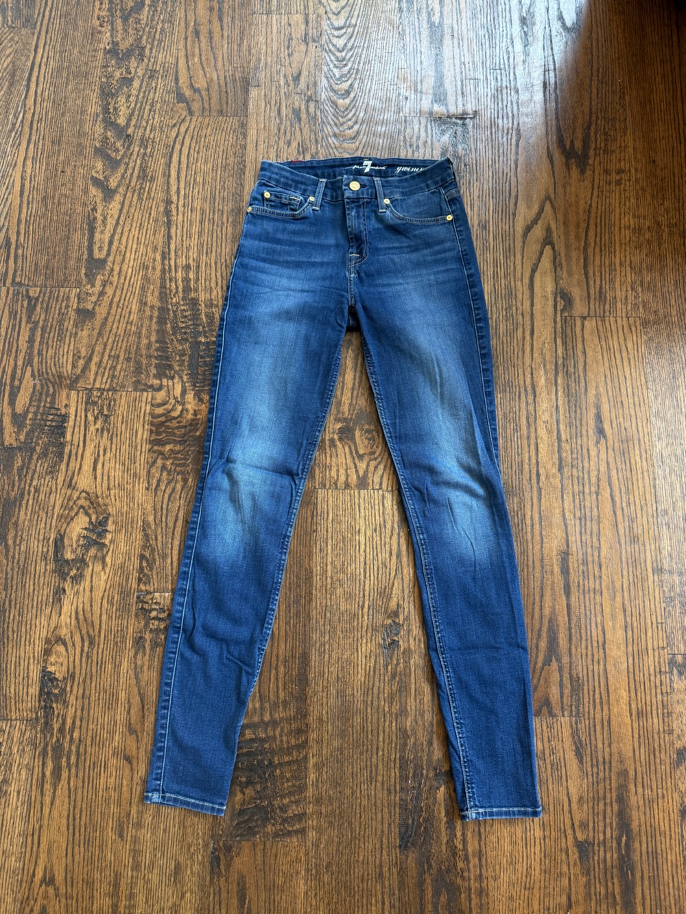 7 For All Mankind Women's Genevieve Medium Blue Skinny Jeans